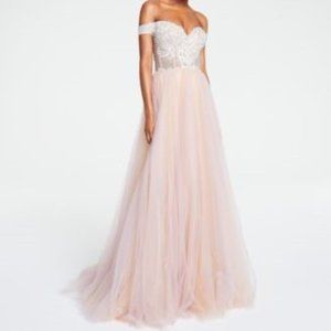 Glamour By Terani Juniors Off-The-Shoulder Tull Li